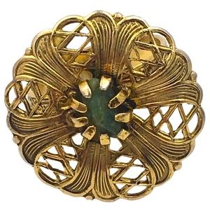 Vintage Style Gold Tone Jade Cocktail Ring